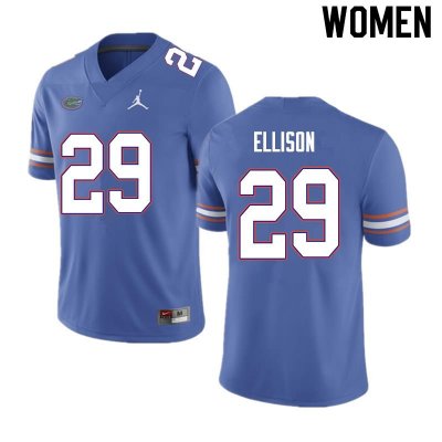 Women's Florida Gators #29 Khamal Ellison NCAA Nike Blue Authentic Stitched College Football Jersey IPT8362FD